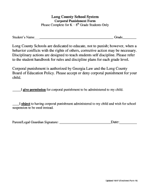 Corporal Punishment Consent Form