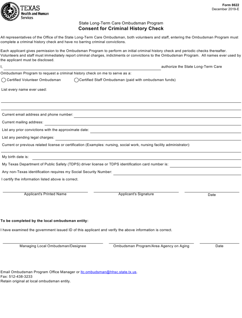 Background Check Consent Form Texas