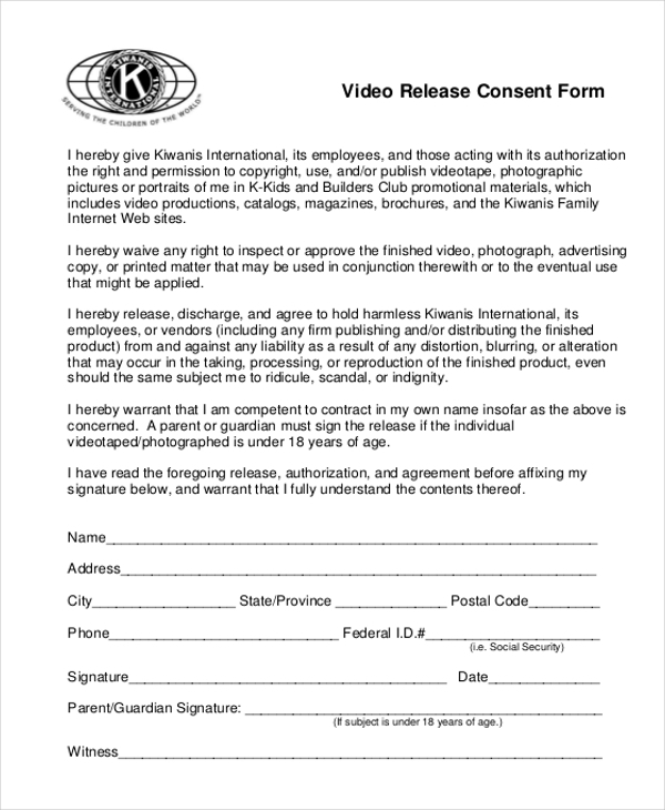 Video Consent And Release Form