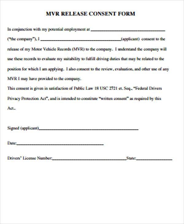 Mvr Consent Form