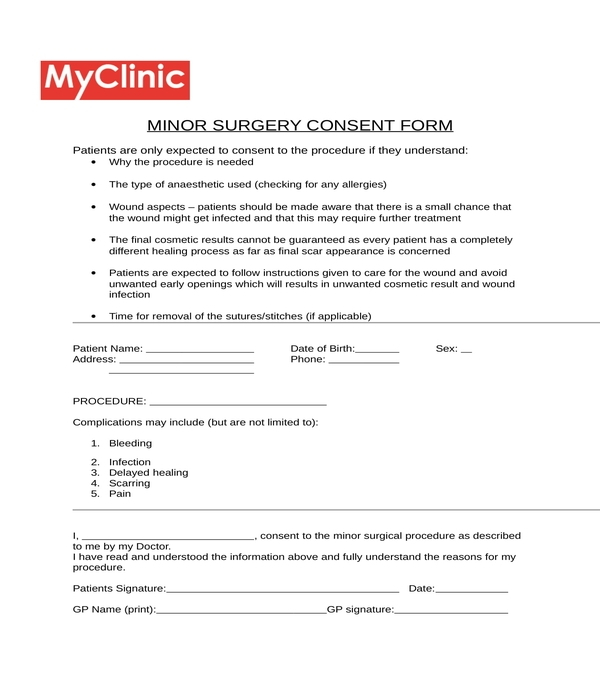 Procedure Consent Form Minor Procedure