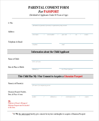 Father Consent Form For Passport