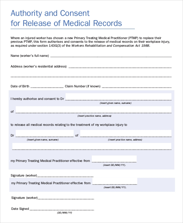 Consent To Access Medical Records Form