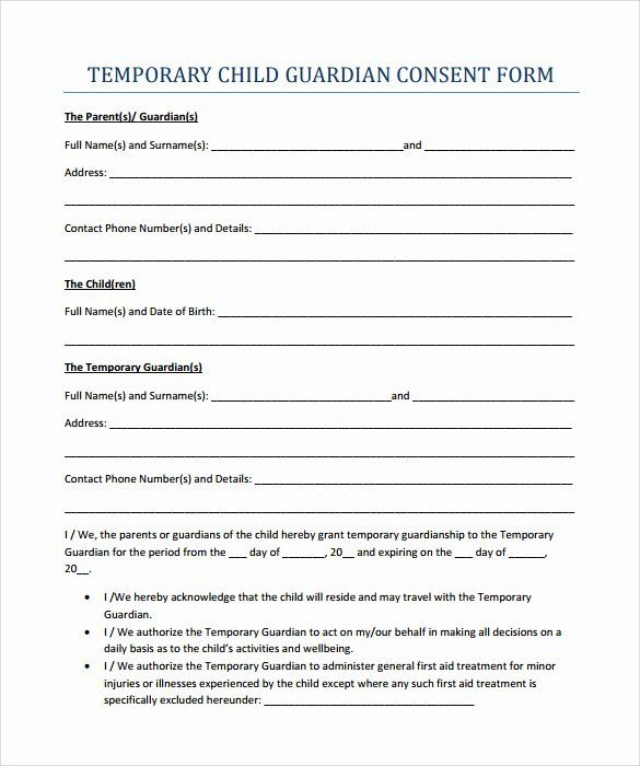 Temporary Guardianship Medical Consent Form