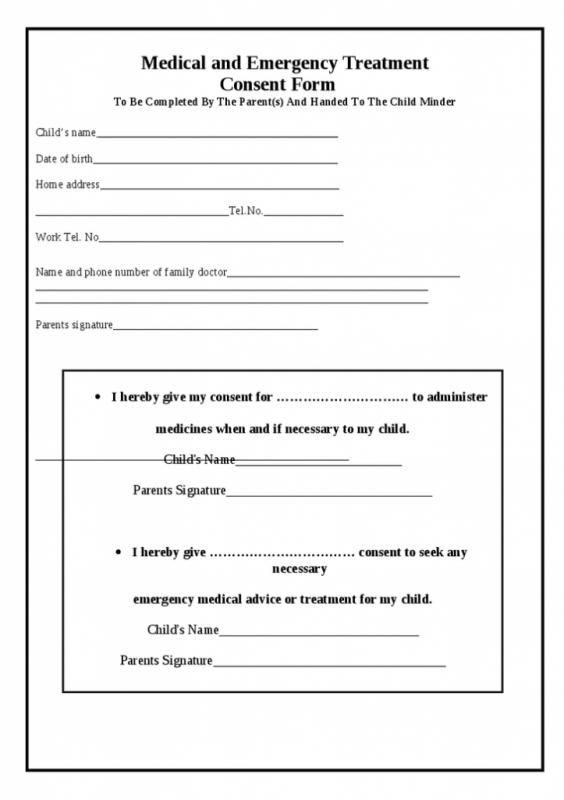 Free Printable Consent Forms