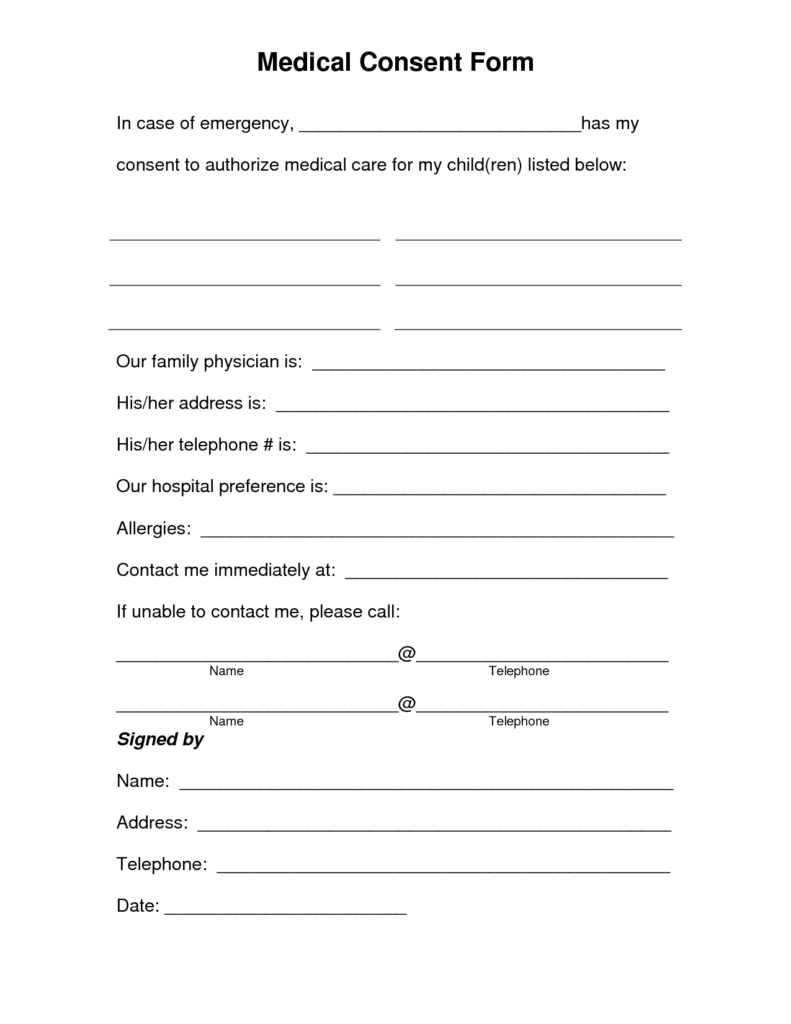 Daycare Medical Consent Form