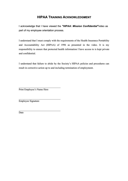 Hipaa Acknowledgement And Consent Form Template