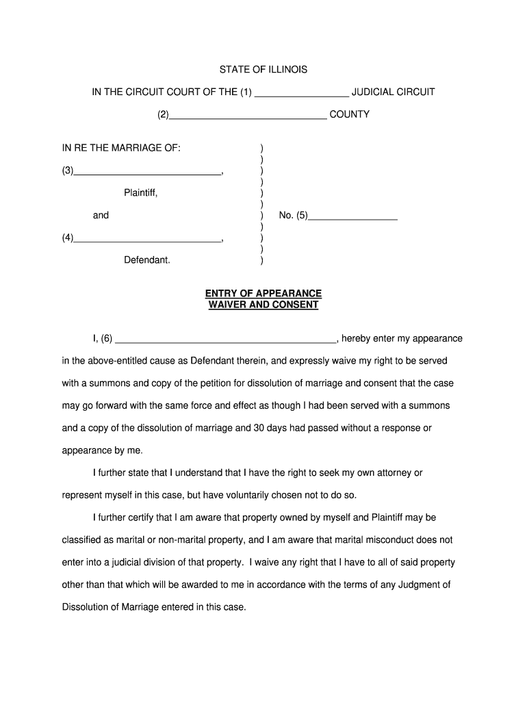 Entry Of Appearance Waiver And Consent Form