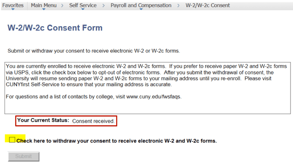 Email W2 Consent Form