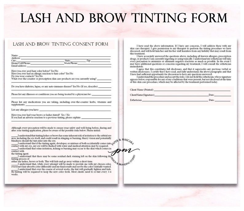 Lash And Brow Tint Consent Form