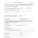 Medical Consent Form For Minor Printable