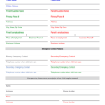 Emergency Contact Parental Consent Form Pa