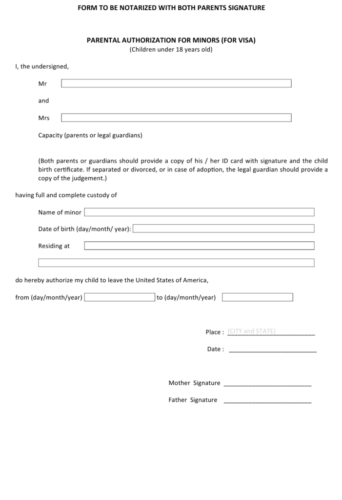 Father Consent Form For Passport