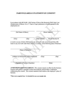 Parental Consent Form For Minor To Work In Texas