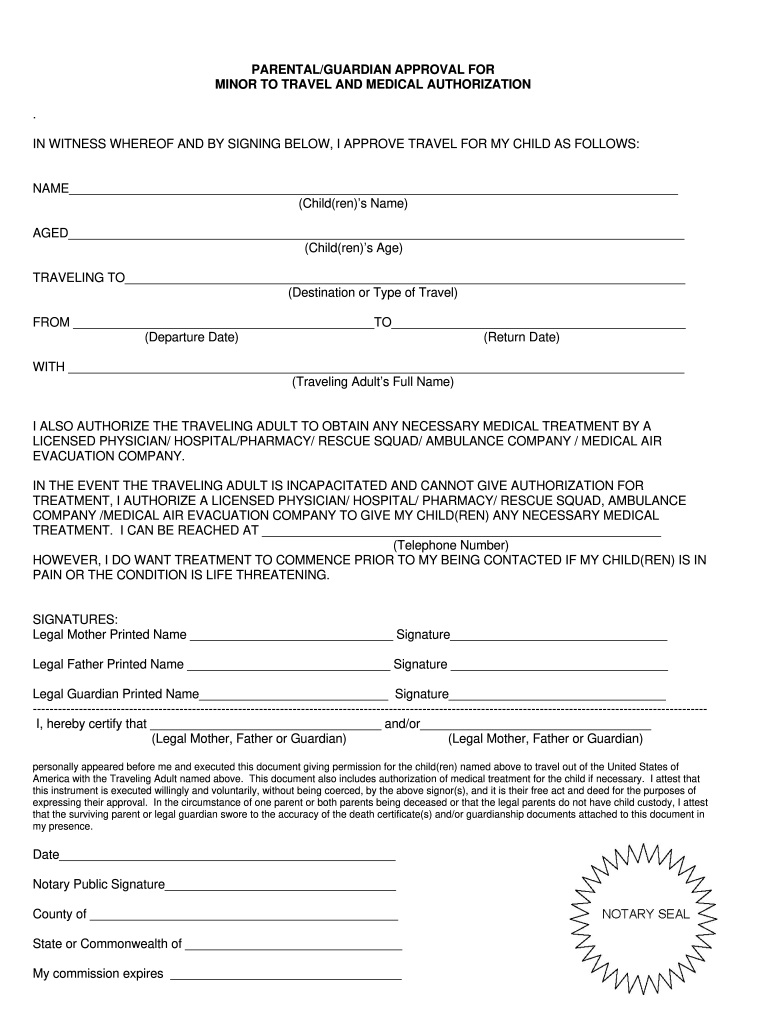 State Department Parental Consent Form