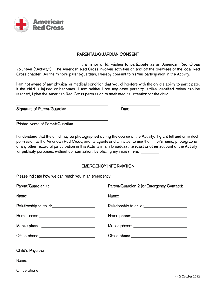 Red Cross Consent Form