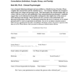 Consent Treatment Form Psychotherapy