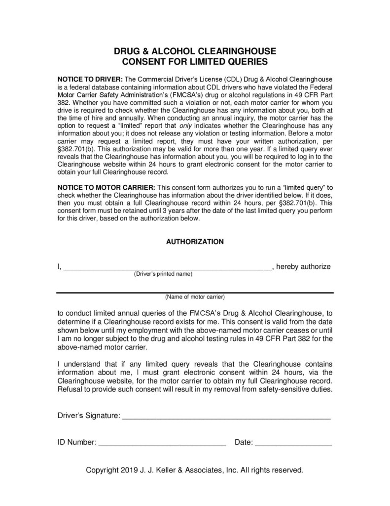 Fmcsa Clearinghouse Limited Query Consent Form