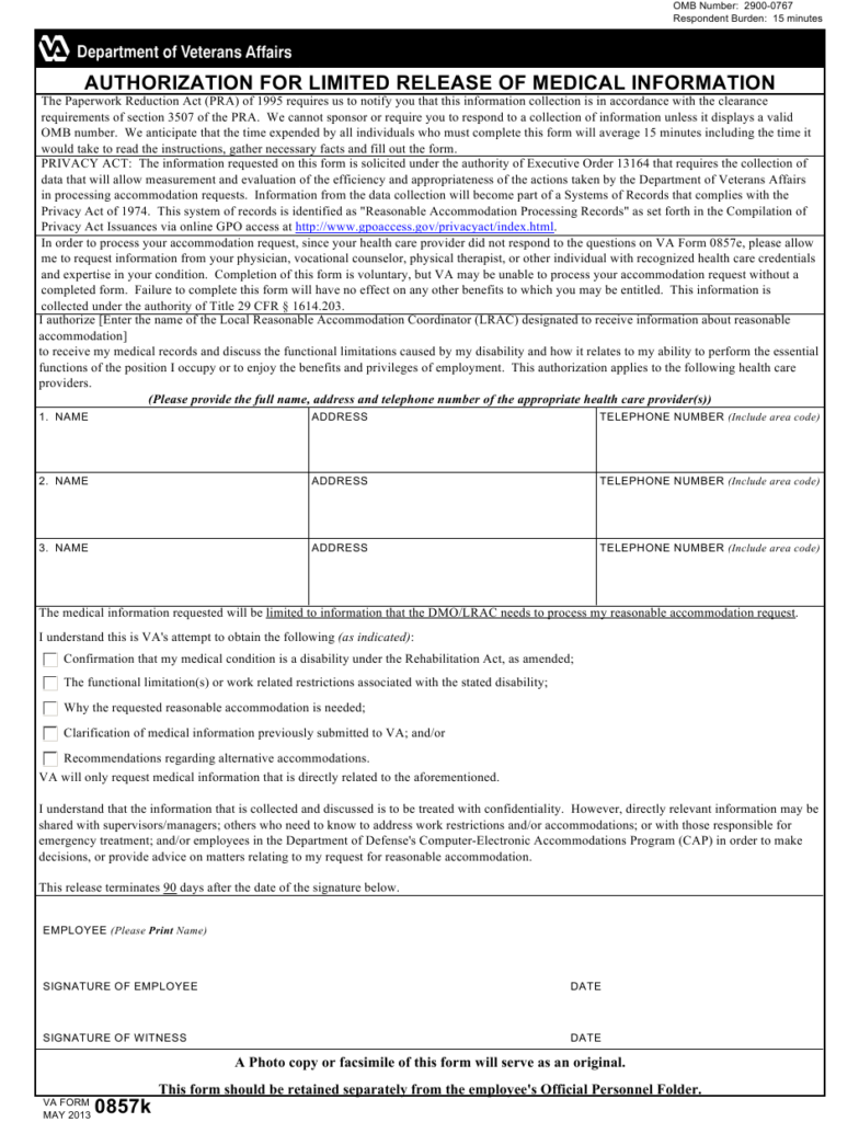 Va Consent For Release Of Information Form