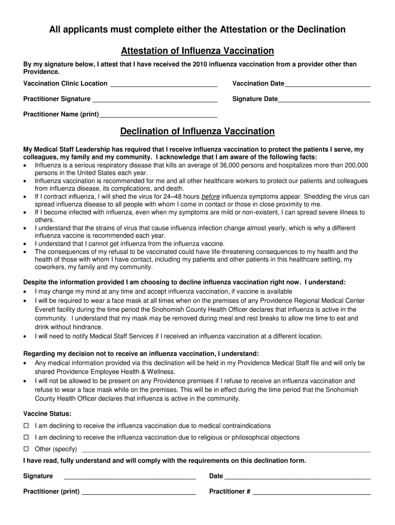 Influenza Vaccine Informed Consent Form