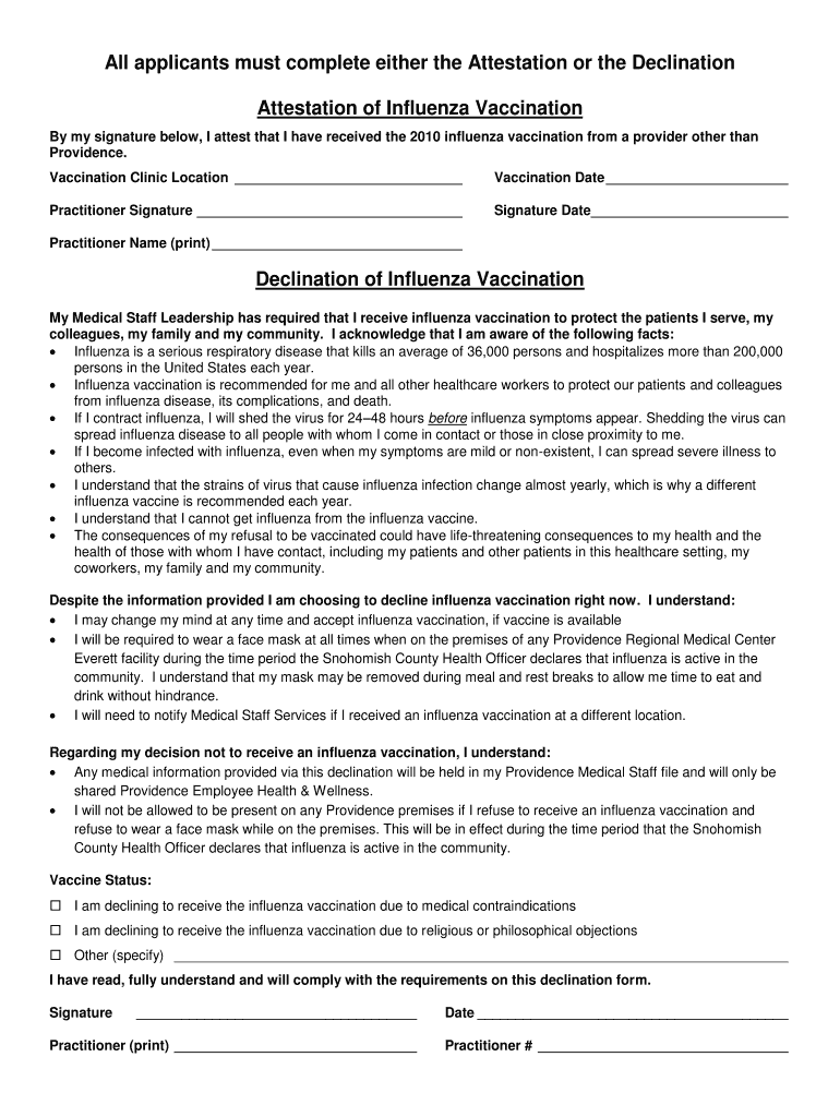 Employee Flu Vaccine Consent Form