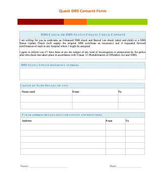 Dbs Check Consent Form
